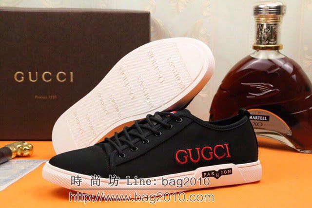 GUCCI男鞋 高品質爆單款 古馳香港專櫃休閒鞋 透氣進口紡織布 Gucci黑色休閒鞋  hdnx1247